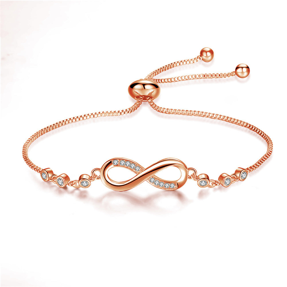 Bracciale regolabile chic in oro rosa a forma di infinito