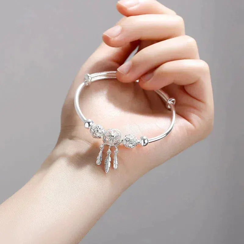 Bracciale Rigido Acchiappasogni in Argento